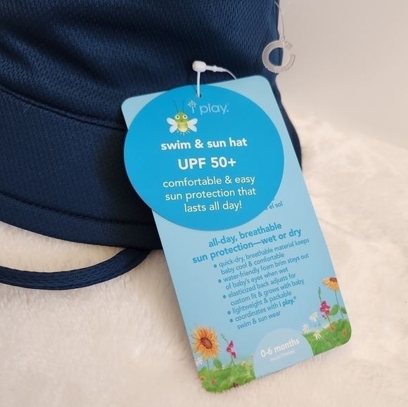 I Play Navy Blue Swim Sun Bucket Hat UPF 50+ Size 0-6 Months NWT - Picture 9 of 12